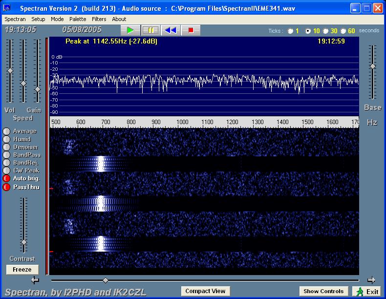 Spectran image of Echoes on 3400 MHz